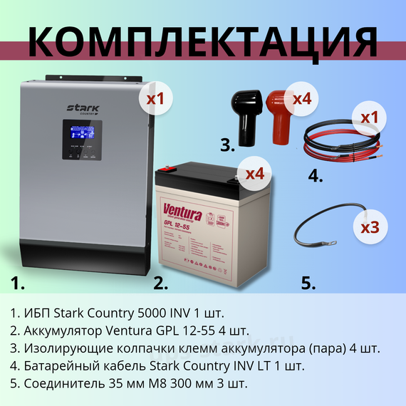 Комплект ИБП SC 5000 INV + GPL 12-55 х 4 шт.