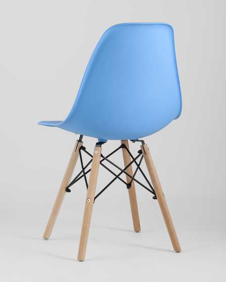 Eames Style DSW голубой пластик, стальной каркас, натуральный массив бука