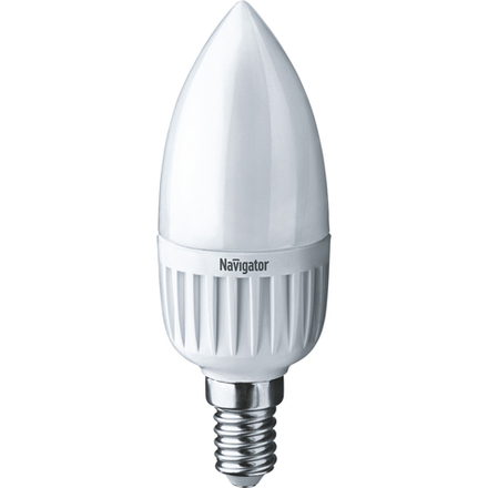Лампа светодиодная LED матовая Navigator Свеча, E27, C37, 5 Вт, 4000 K, холодный свет