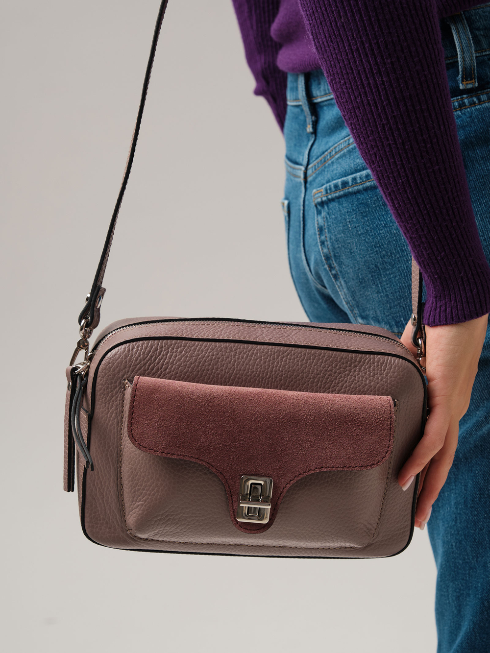 Сумка кросс-боди Deboro 30270 розово-серый