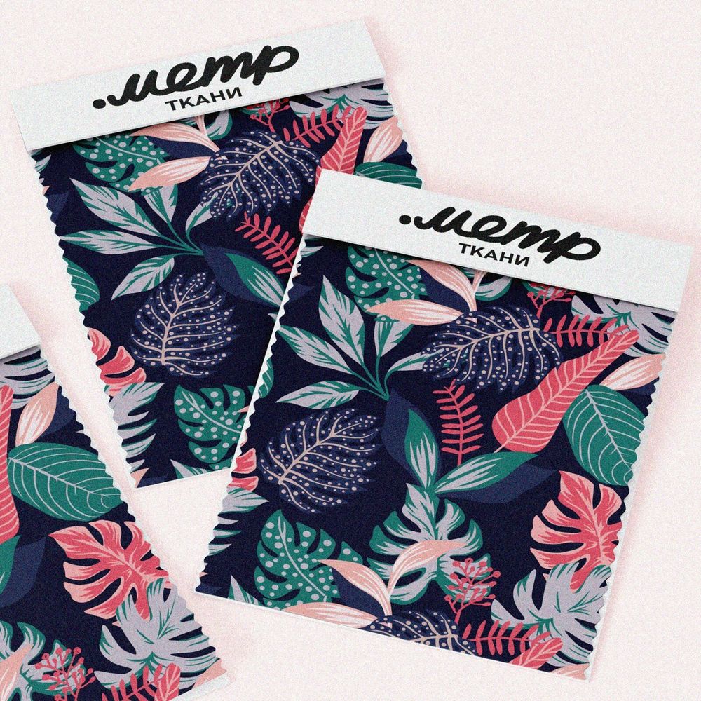 Ткань бифлекс яркие листья монстеры