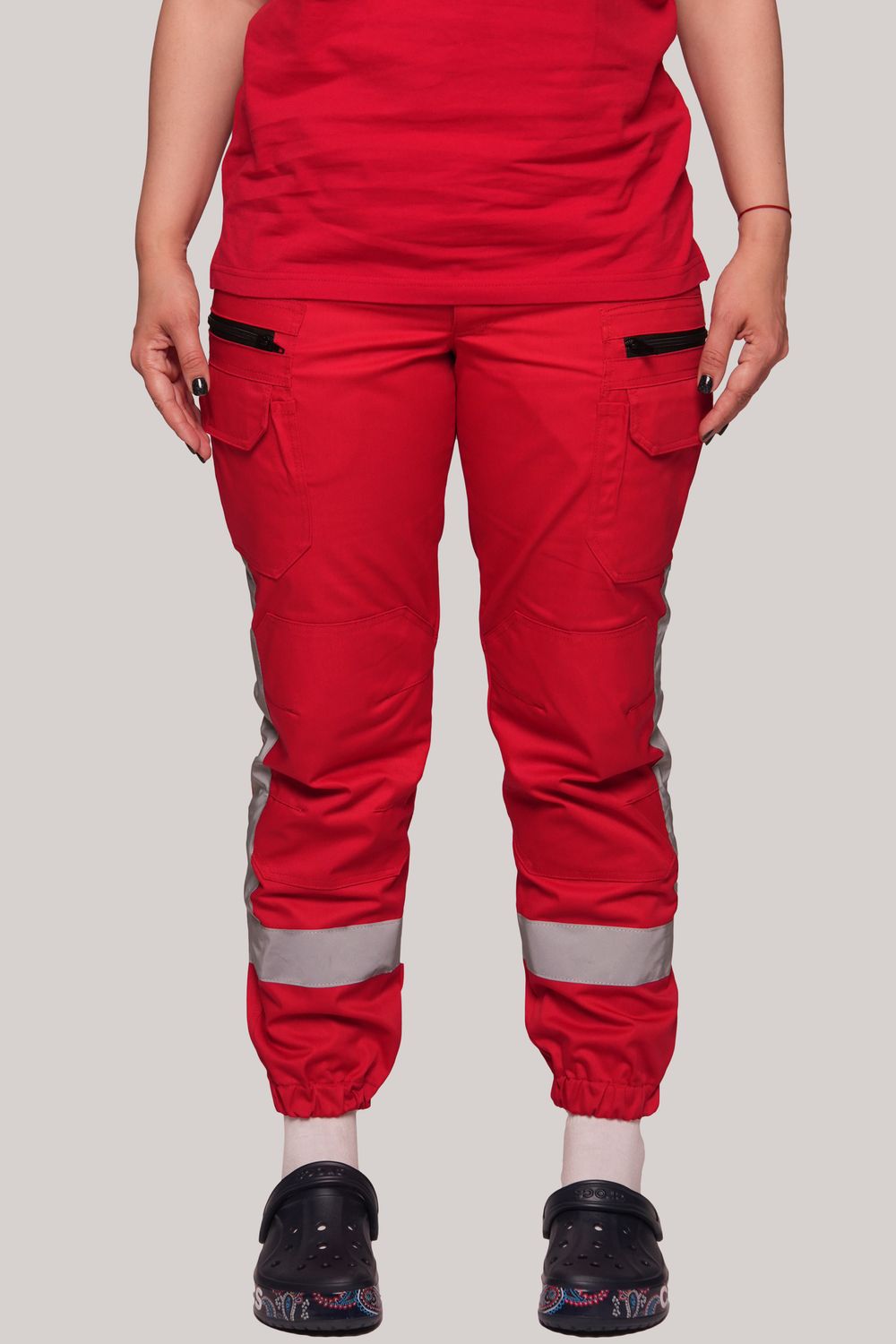 Брюки-джоггеры демисезонные женские Скорая помощь MedicLine цв. Красный