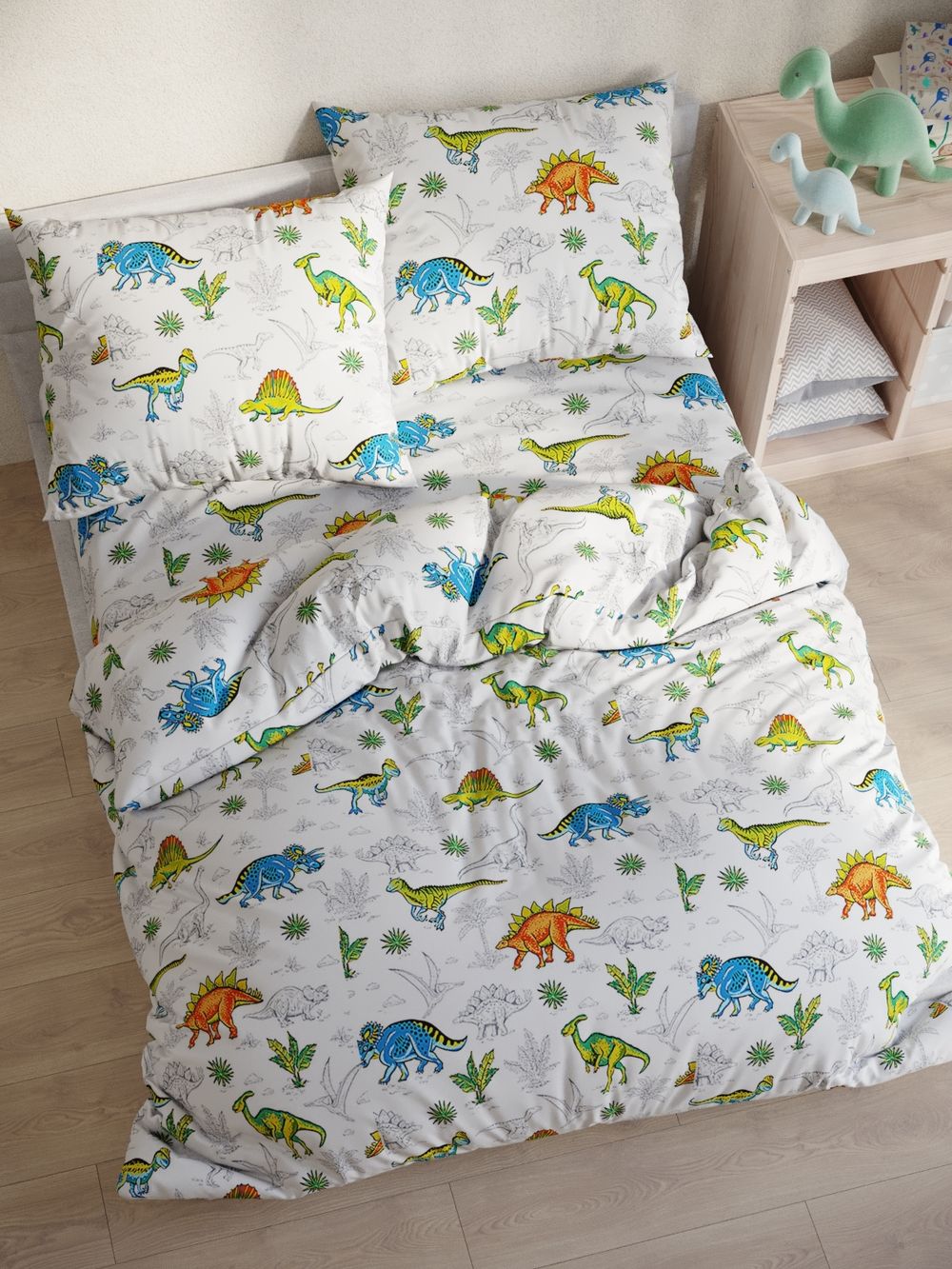 Комплект наволочек 2шт "Динозавры" 50х70 см Сказка перкаль