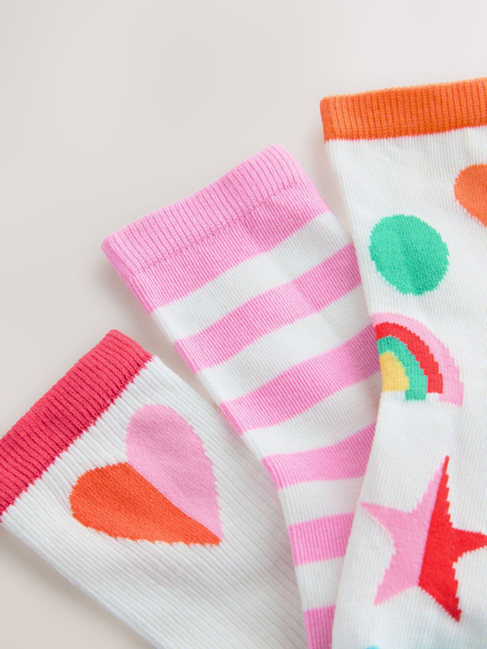 Носки хлопковые для девочки Next AT4-459, 3 шт., Белый, Розовый