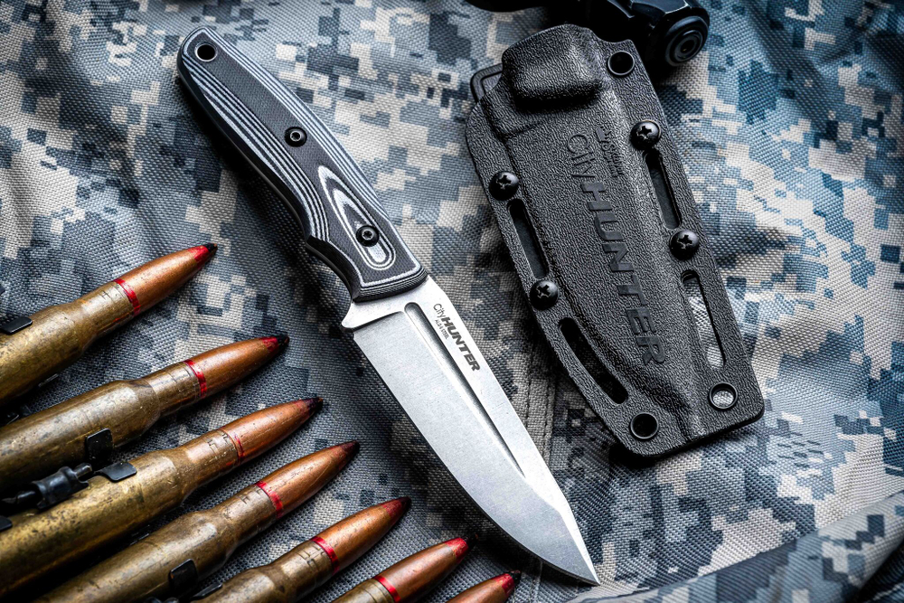 Туристичеcкий нож CityHunter AUS-8 Stonewash White