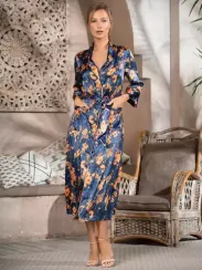 Шелковый халат на пуговицах Mia-Amore Qiara 3829