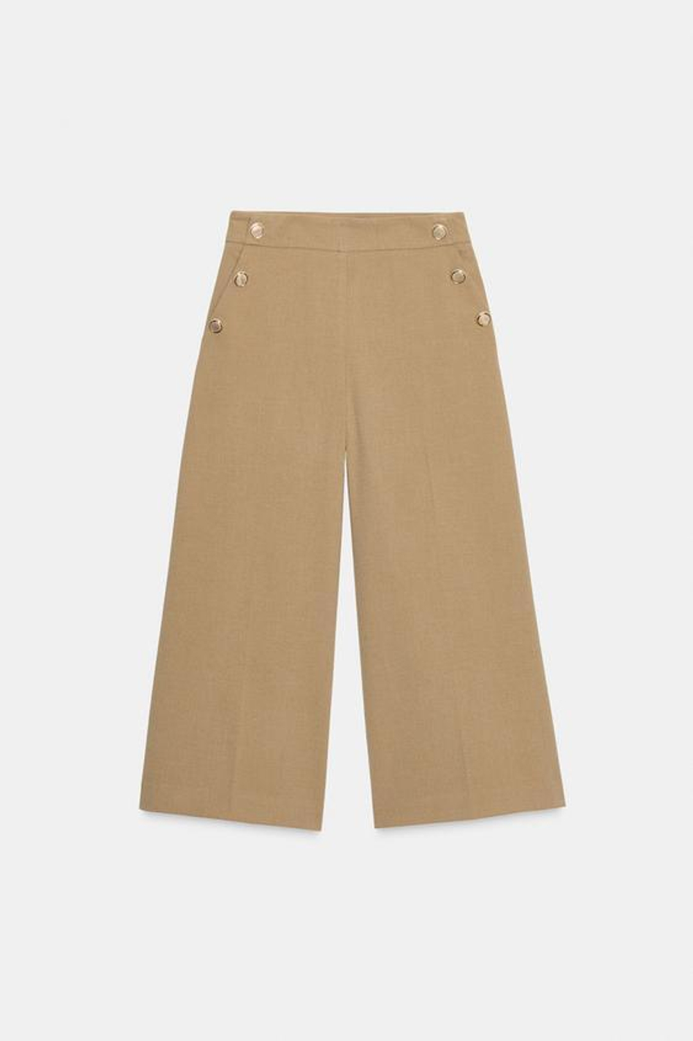 ZARA БРЮКИ-КЮЛОТЫ С ПУГОВИЦАМИ, РЫЖЕВАТО-КОРИЧНЕВЫЙ