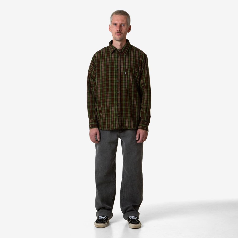 Рубашка Меч Plaid Flannel Forest коричнево-зеленая