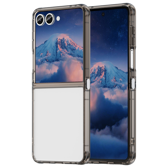 Чехол прозрачный для Samsung Galaxy Z Flip 7, мягкие усиленные боковые рамки серого цвета