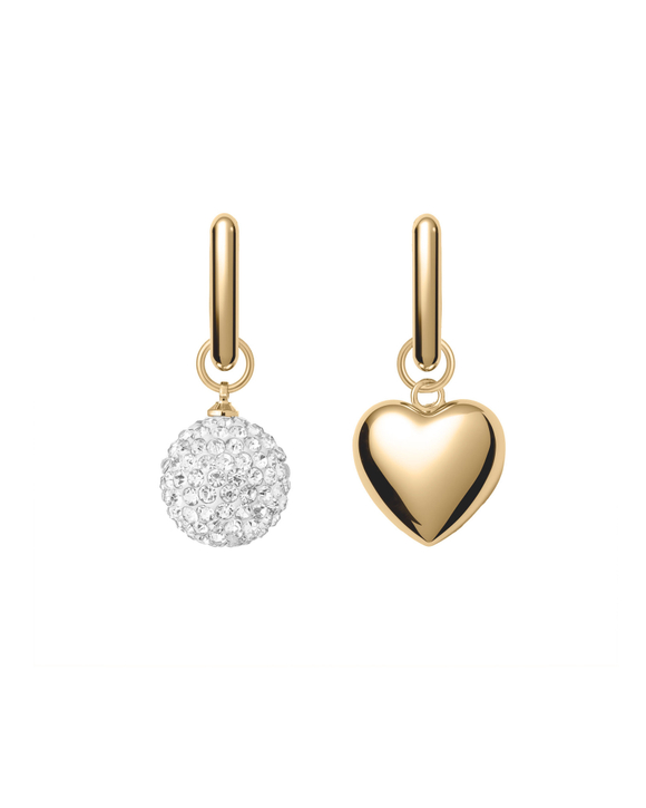 Серьги конго, шар в камнях и сердце, золото