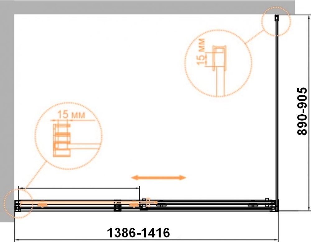 Душевой уголок Cezares DUET SOFT-M-AH-1-140/90-C-Cr