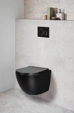 Унитаз подвесной CeruttiSpa SELLA Aria MB CT9160 безободковый, с крышкой микролифт, черный матовый