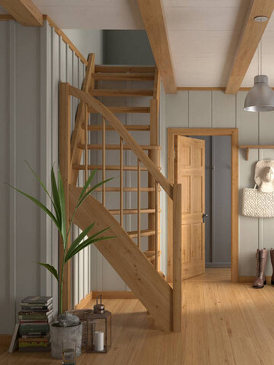 Лестница на второй этаж ЛС-91м+1 Правая под покраску