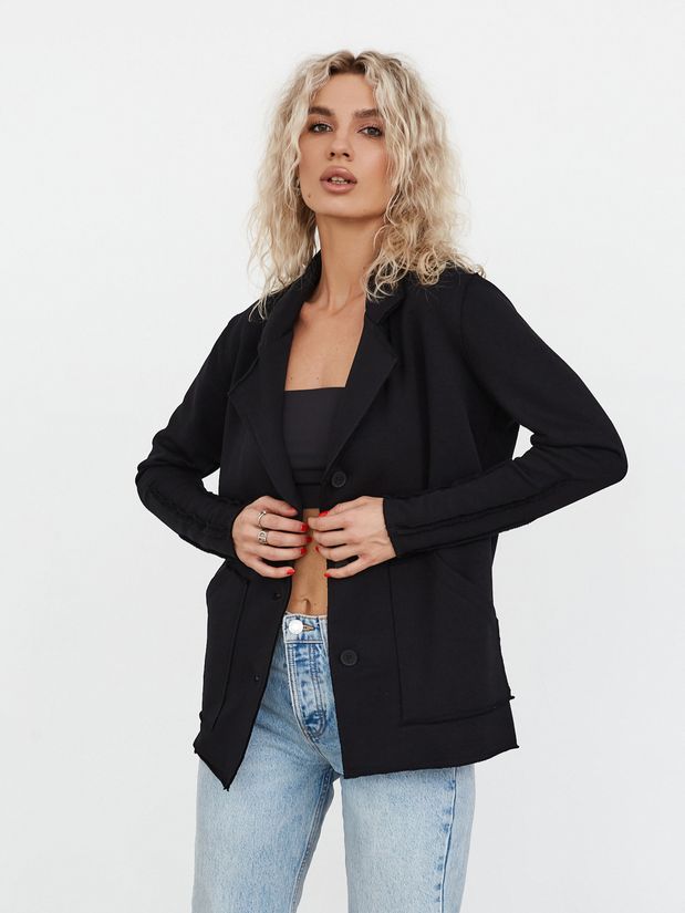 Жакет строчки трикотажный, черный