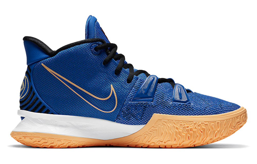 Nike Kyrie 7 EP "Sisterhood" round head comfortable shock absorption, non-slip wear-resistant wrapping support mid-top actual combat basketball shoes for men and women with the same black and blue domestic version