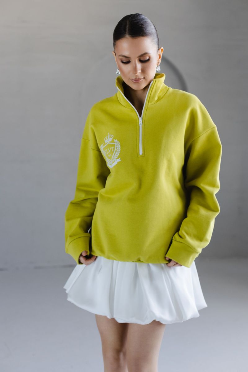 Анорак из трикотажа с молнией салатовый