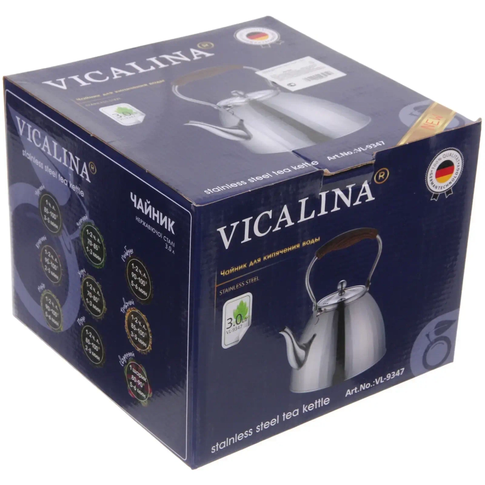 Чайник из нержавеющей стали 3л «Vicalina» с ситом, блеск VL-9377