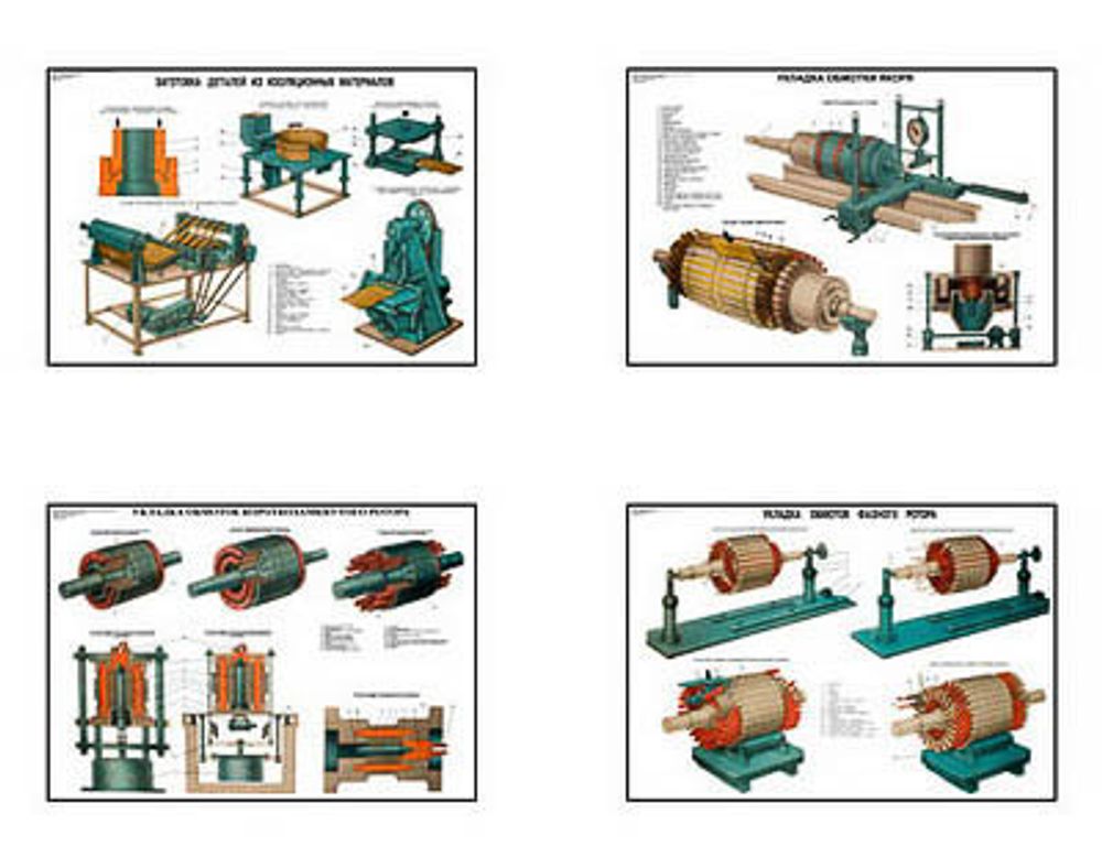Плакаты ПРОФТЕХ &quot;Заготовительно-изоляц. и намоточные работы электр. машин&quot; (25 пл, винил, 70х100)