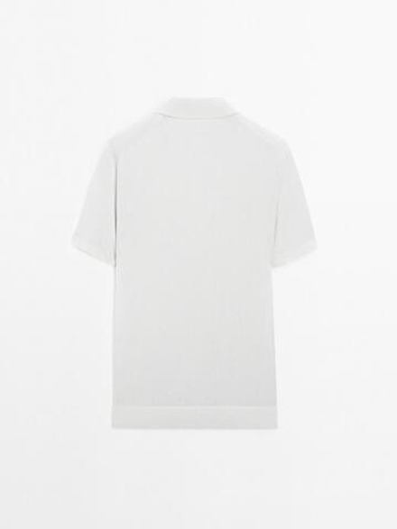Massimo Dutti Трикотажное поло с короткими рукавами, жемчужно-серый