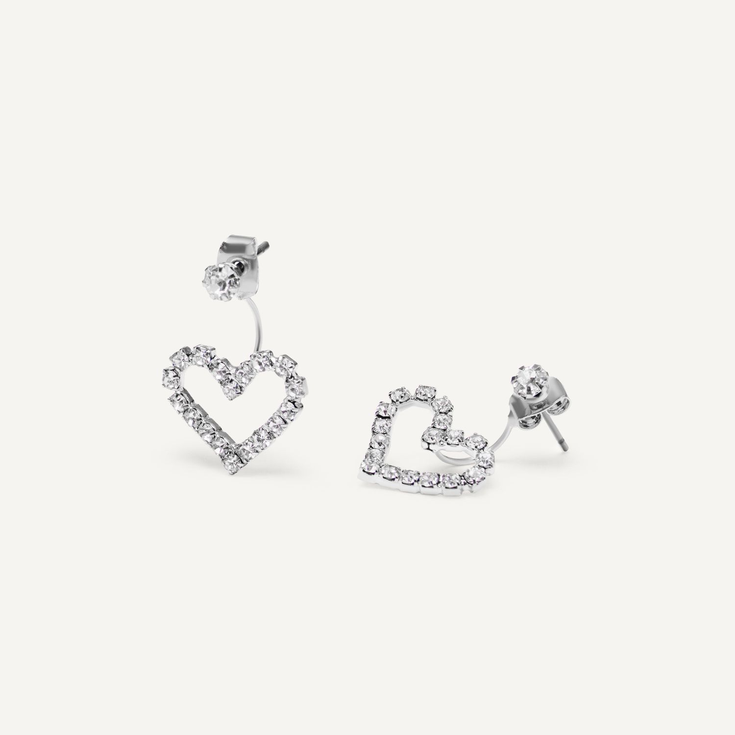 Серьги Sparkly Heart Earrings - Silver