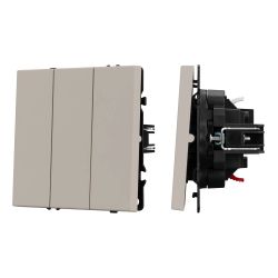 Механизм выключателя трехклавишный непроходной SWT-NOBE-MK03-SFPL-CA (230V, 10A) (Arlight, Кашемир) 061797