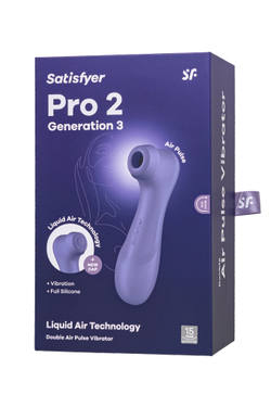 Вакуумный стимулятор клитора с вибрацией Satisfyer Pro 2 Generation 3, фиолетовый, 16,4 см