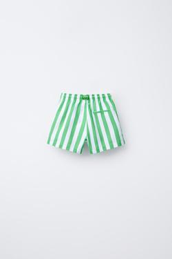 ZARA ПЛАВКИ В ПОЛОСКУ, ЗЕЛЕНЫЙ