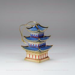 Фарфоровая елочная игрушка "Китайский домик"