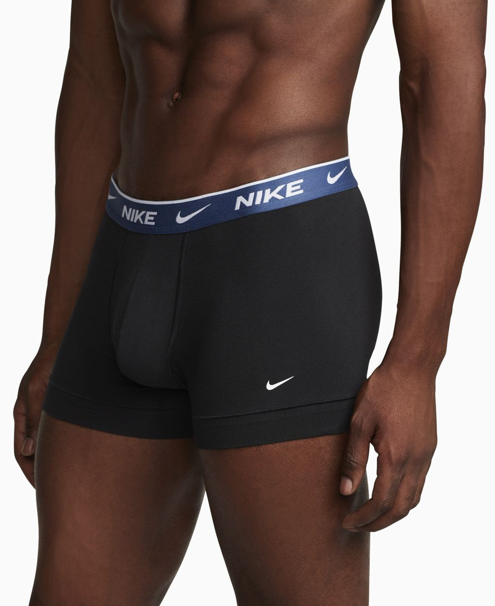 Мужские боксеры спортивные Nike Everyday Cotton Stretch Trunk 3P - black/mystic navy/malac