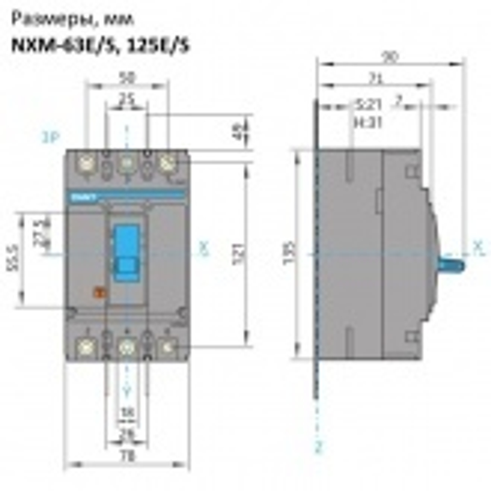 Автоматический выключатель NXM-125S/3Р 100A 25кА Chint (автомат электрический) 131362