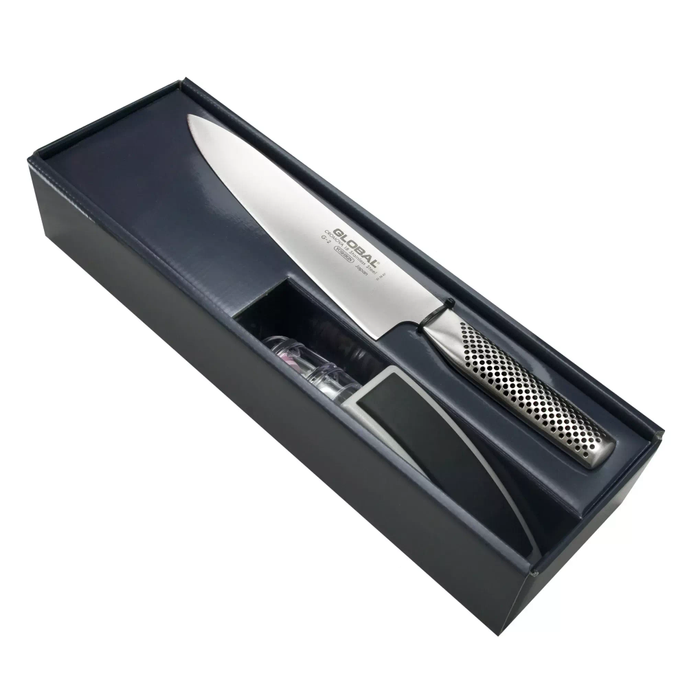 Global - Поварской нож G-2 + точилка MinoSharp / артикул   G-2220GB  / GTIN 4943691222008