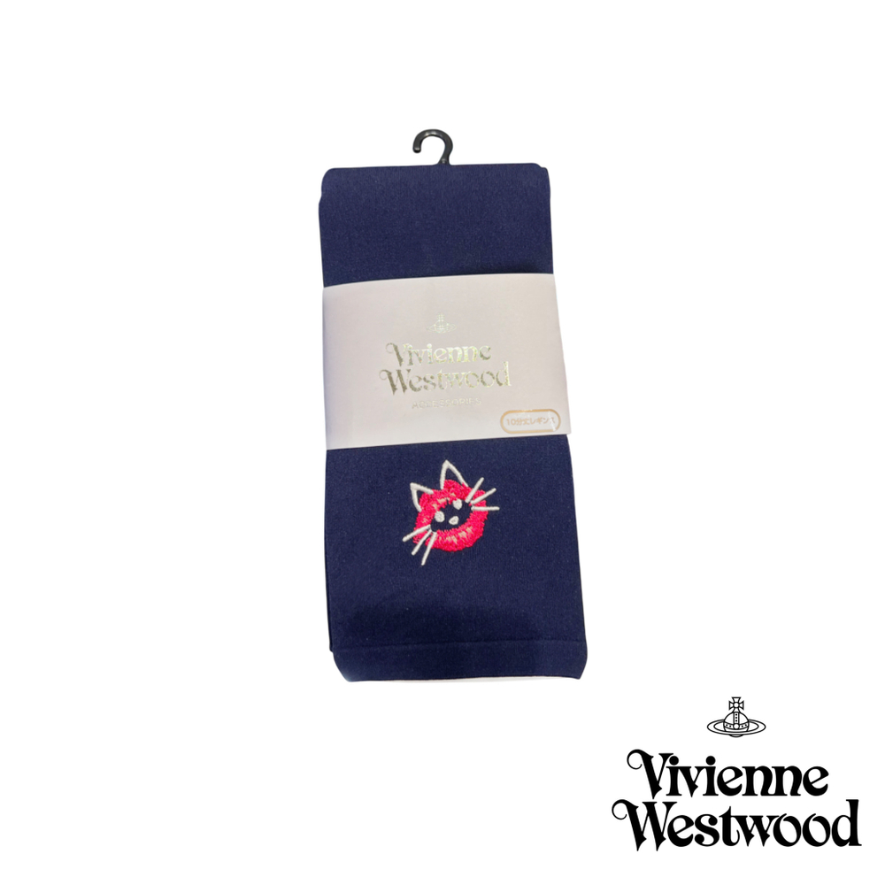 VIVIENNE WESTWOOD ЛЕГГИНСЫ СИНИЕ С ВЫШИВКОЙ В ВИДЕ КОТА