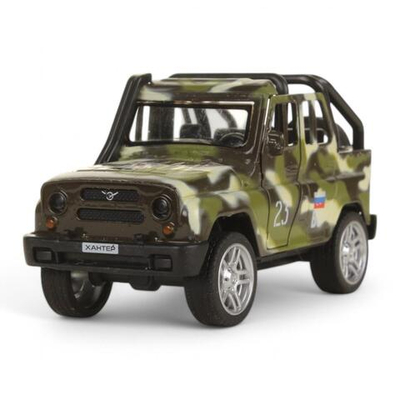 Модель ин. мет. "УАЗ Hunter. Военный" 11,5см,свет/звук, двер,баг,коробка HUNTERBCH-12SLMIL-GN(Технопарк)
