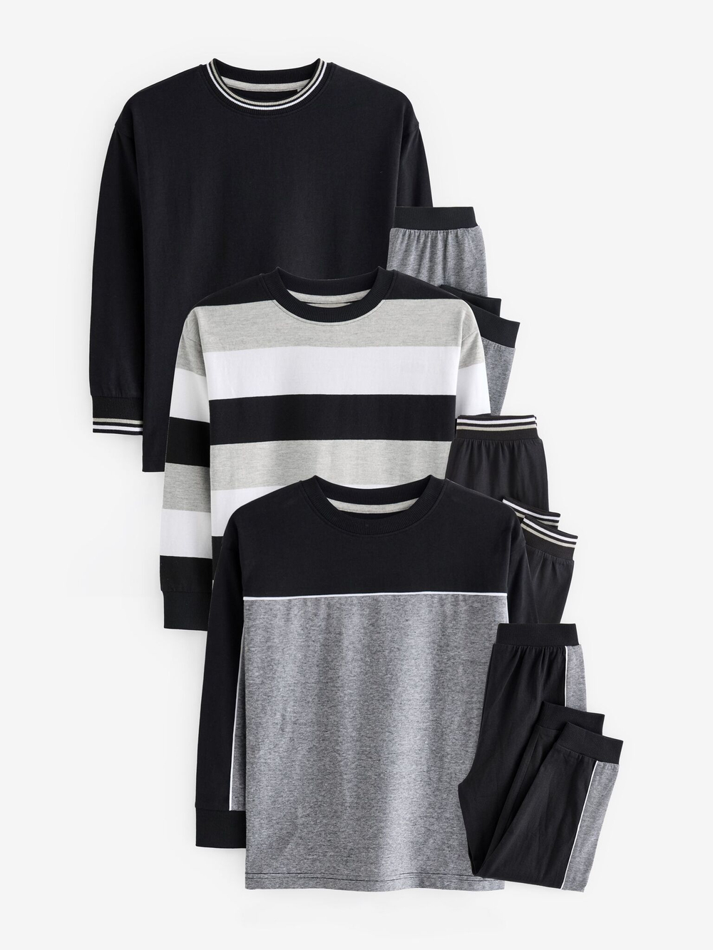 Пижама для мальчика Next K99-152, 3 шт., Черный, Серый