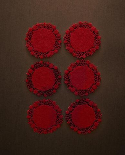 ZARA HOME НАБОР РОЖДЕСТВЕНСКИХ ФЕТРОВЫХ ПОДСТАВОК ПОД СТАКАНЫ ( 6 ШТ.), КРАСНЫЙ