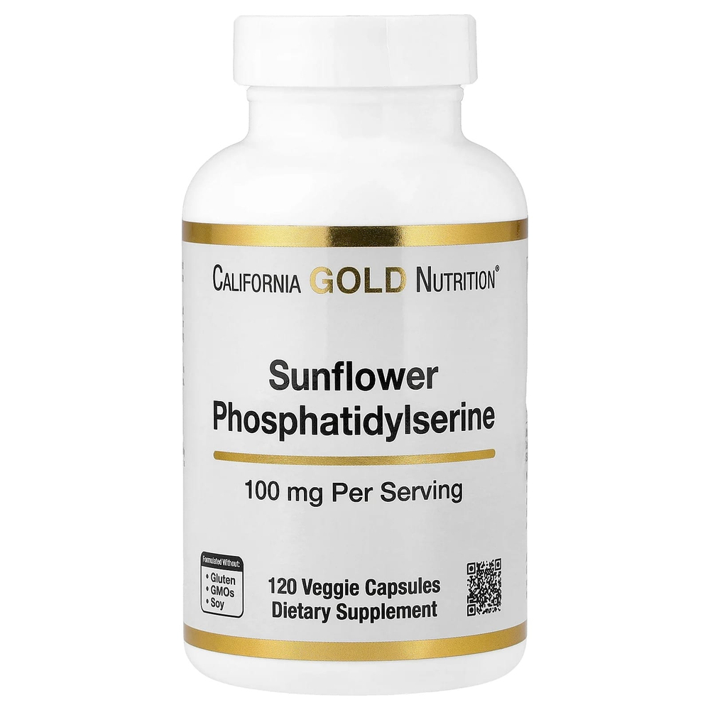 California Gold Nutrition, фосфатидилсерин подсолнечника, 100 мг, 120 растительных капсул