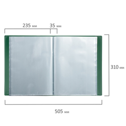 Папка 60 вкладышей BRAUBERG стандарт, зеленая, 0,8 мм, 228684