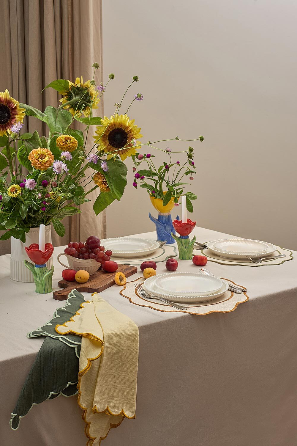 Салфетка под приборы anemone из коллекции trendy ruffles, D38 см, карри