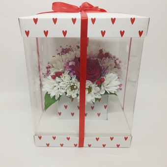 Букет из роз и хризантем в коробке Моей половинке