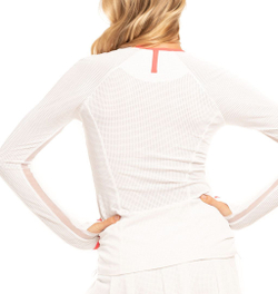 Женская теннисная футболкаLucky in Love Core Whites Raglan Zip L/S - White