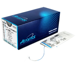 Нить нерассасывающаяся Atramat ПОЛИПРОПИЛЕН синяя 75см, игла обратно-режущая