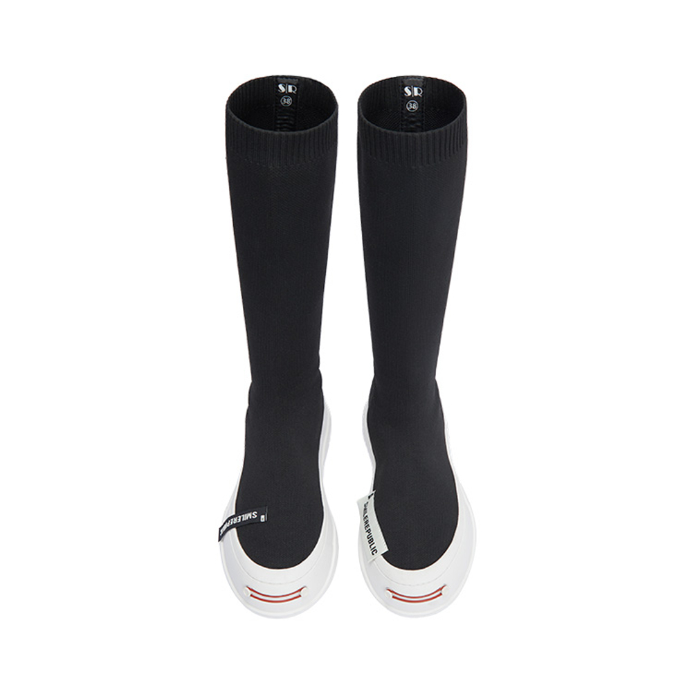 SMILEREPUBLIC Half Knee Sock Boots, High Top Knee High Knee high Boots Women"s Black