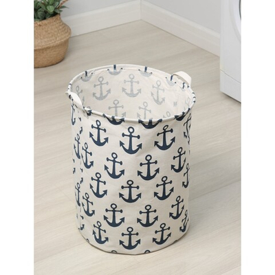 Корзина бельевая текстильная Якорь, 40×40×48,5 см