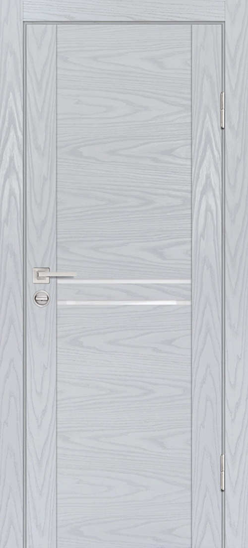 Дверь PSM-4 / Цвет Дуб скай серый / белоснежный лакобель / Двери PROFILO PORTE