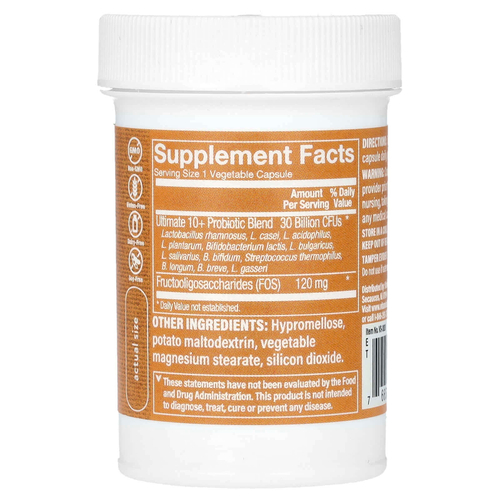 The Vitamin Shoppe, Ultimate 10+, пробиотики, 30 млрд, 30 растительных капсул