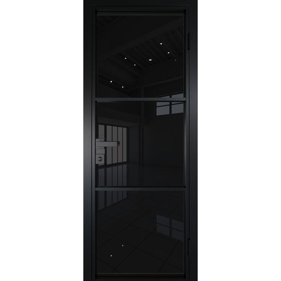 Алюминиевая дверь 13AG чёрная матовая RAL9005 остеклённая