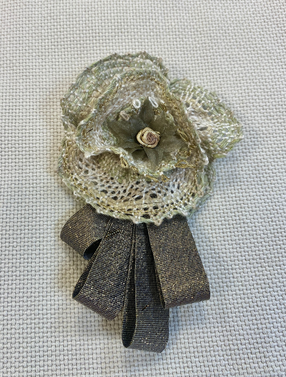 Пряжа лен 100% БРОШЬ текстиль в технике плетения на коклюшках