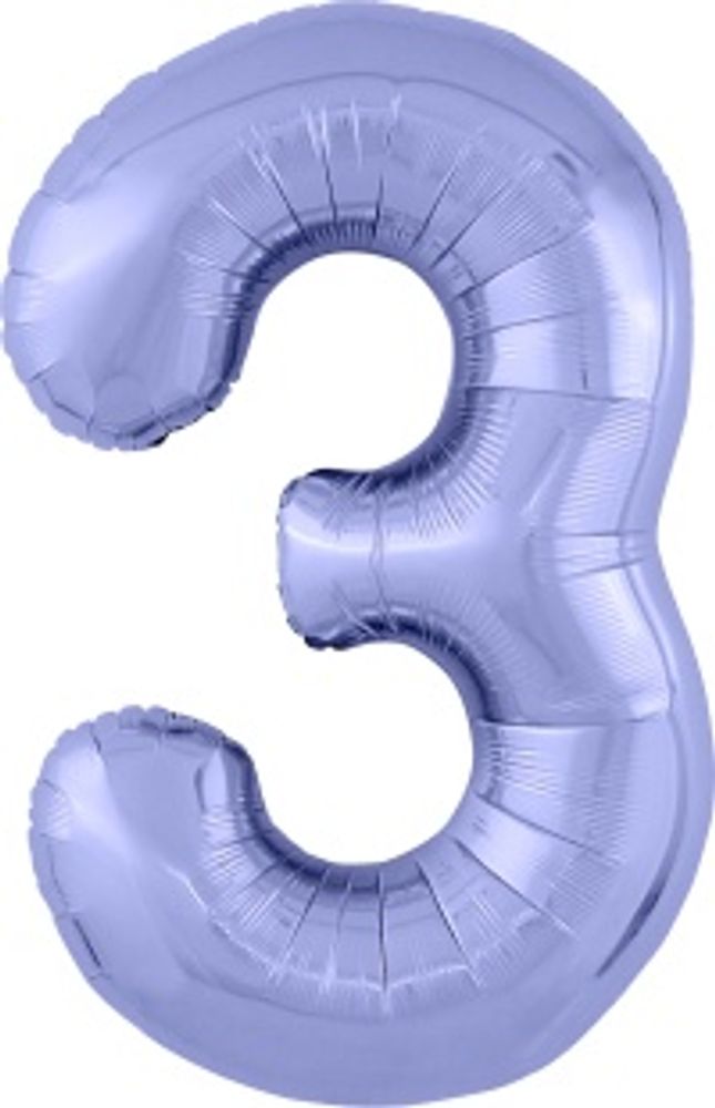 Agura Шар 40'' / 102 см "Цифра 3" Slim Пастельный фиолетовый (БГ-60)