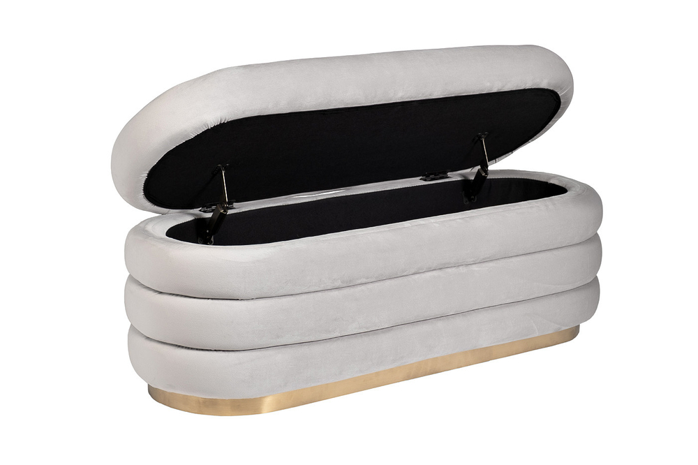 Банкетка с ящиком для хранения велюровая 44x42x112см Garda Decor серая