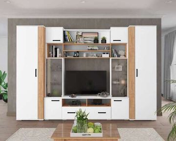 Гостиная модульная ОСКАР-18-6 белый / дуб крафт золотой